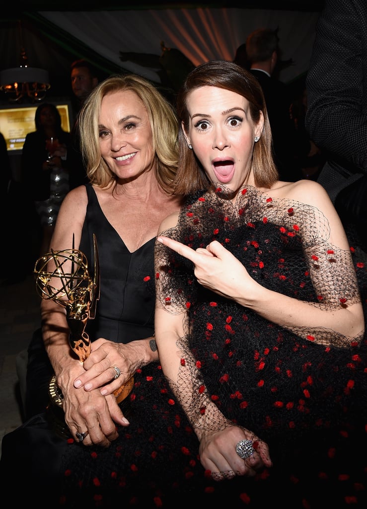 Sarah Paulson celebrated her American Horror Story costar Jessica Lange's big win at the Fox/FX party.