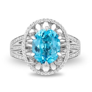 Enchanted Disney Aladdin Oval Swiss Blue Topaz Ring in Sterling Silver