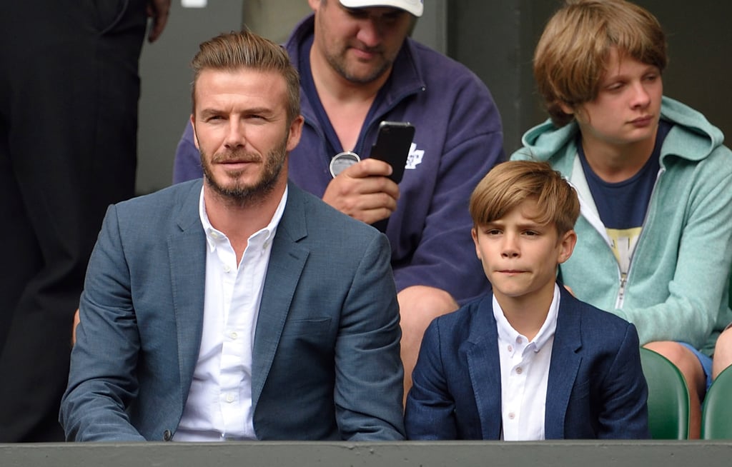 David and Romeo Beckham at Wimbledon 2015
