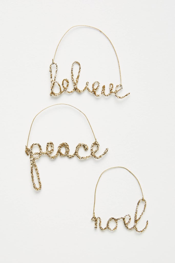 Festive Wire Word Ornaments, Set of Three