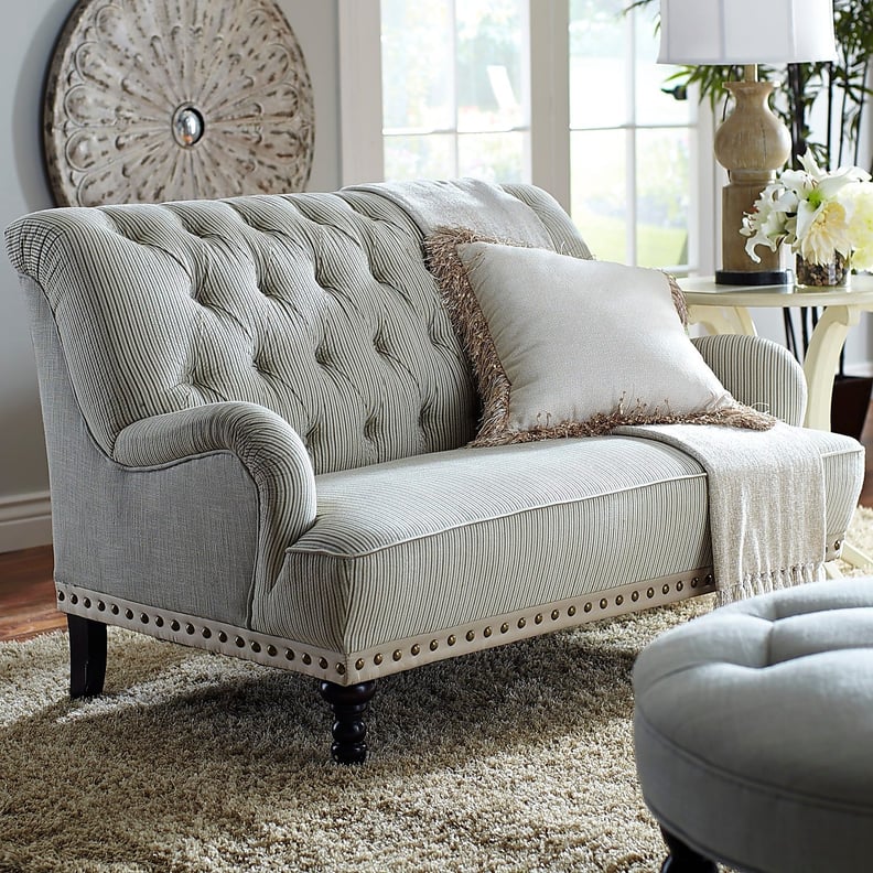 Chas Blue and White Seersucker Loveseat