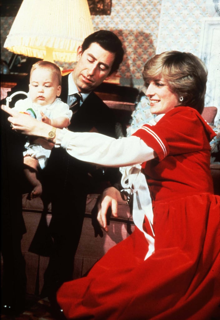Princess Diana and Prince Charles posed with baby William during his first Christmas at Kensington Palace back in 1982.