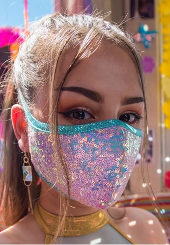 Rave Ready Cosmic Sequin Face Mask