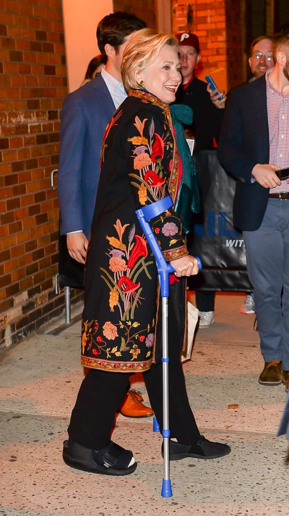 Hillary Clinton Wearing Embroidered Floral Coat