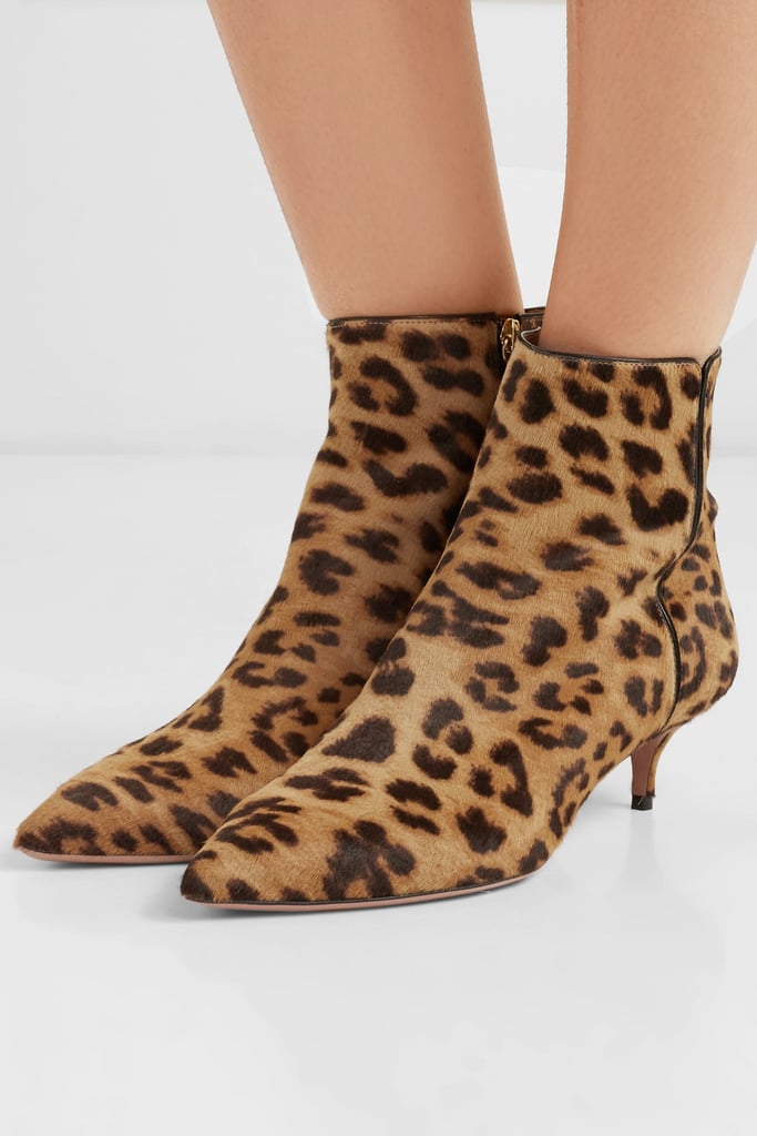 Aquazurra Quant Leopard-Print Calf Hair Ankle Boots