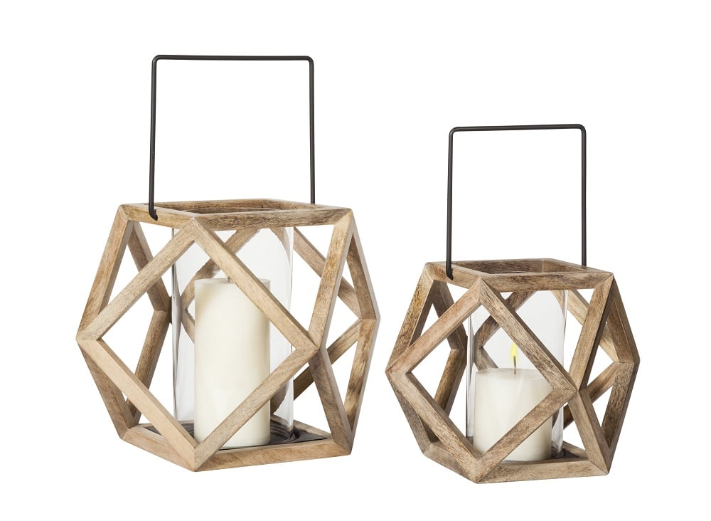 Wooden facet lanterns ($20 for small and $30 for large).