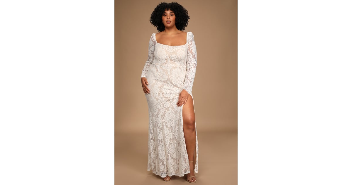 Courthouse Wedding Dress Idea Lulus Together in Bliss White Lace Long Sleeve Dress Courthouse