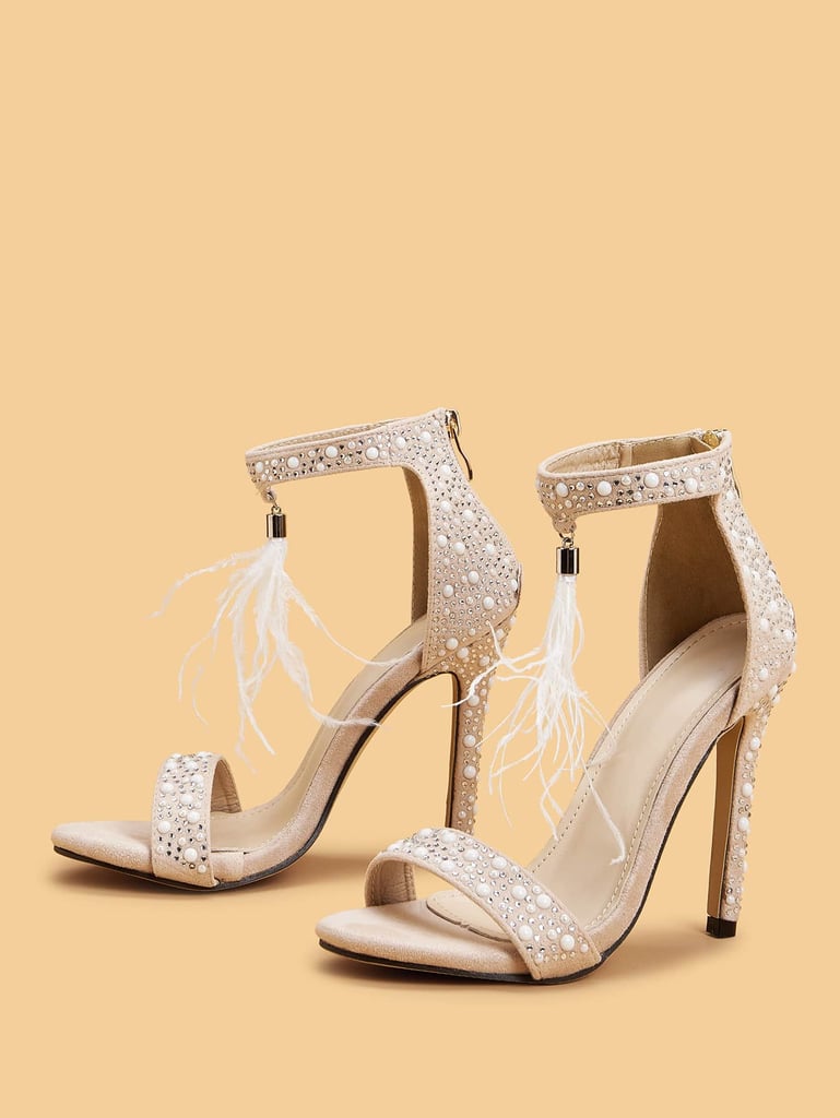 Shein Tassel Front Rhinestone Decor Stiletto Heels