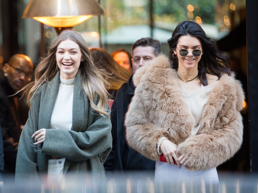 Kendall Jenner and Gigi Hadid White Jeans in Paris Nov. 2016