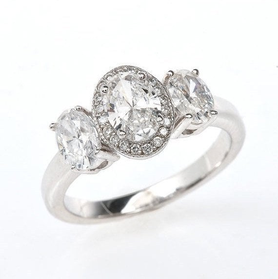 Three Diamond Center Engagement Ring