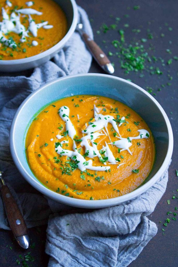 Moroccan Carrot Soup With Chickpeas