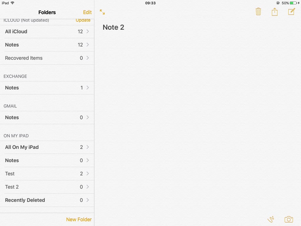 Folders in Notes