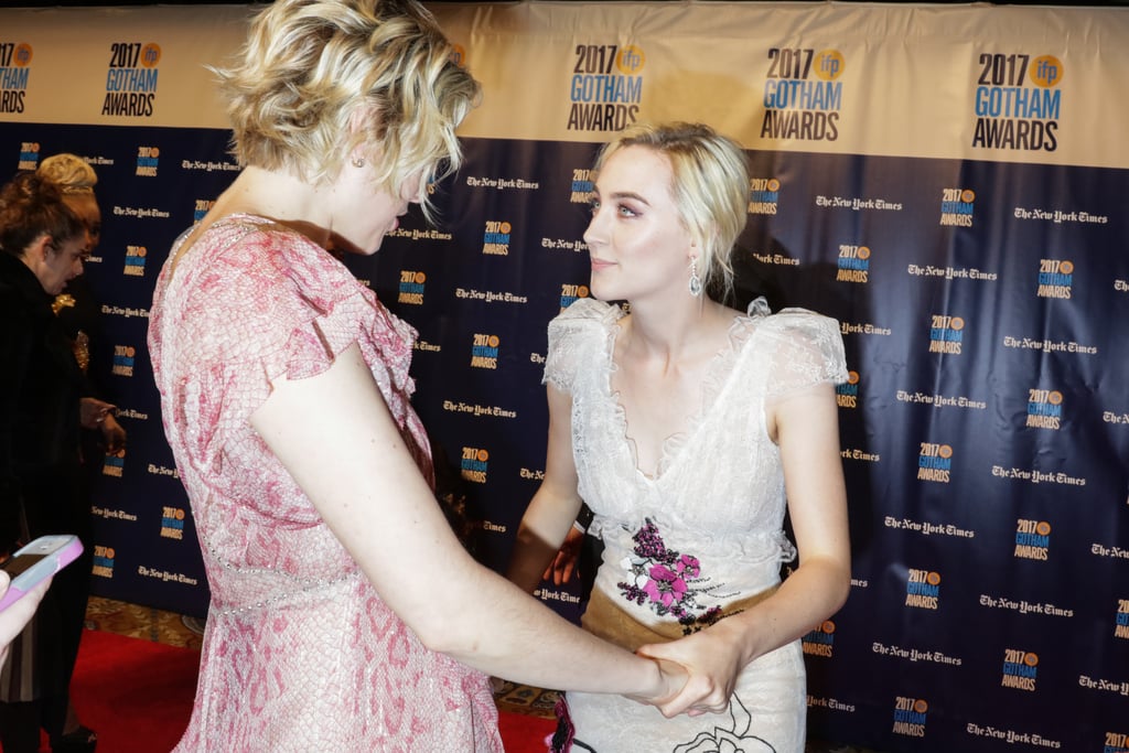 Greta and Saoirse linked arms at the Gotham Awards in Nov. 27.