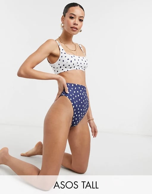 ASOS Design Recycled Crop and High Leg High Waist Bikini in Polka Dot