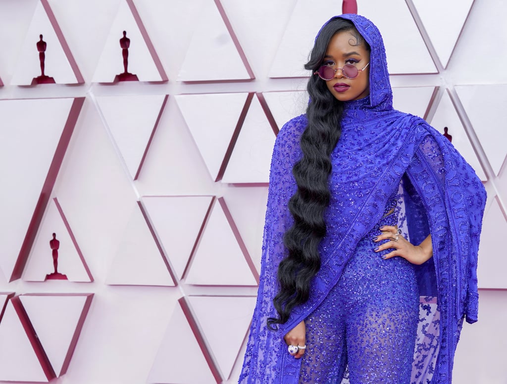H.E.R.'s Purple Jumpsuit and Cape at the 2021 Oscars
