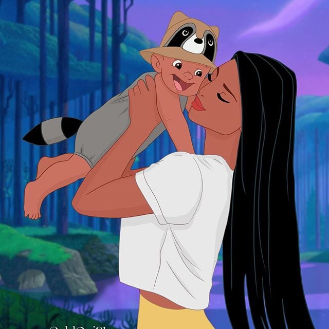 Artist Reimagines Disney Princesses as Moms With Cute Kids