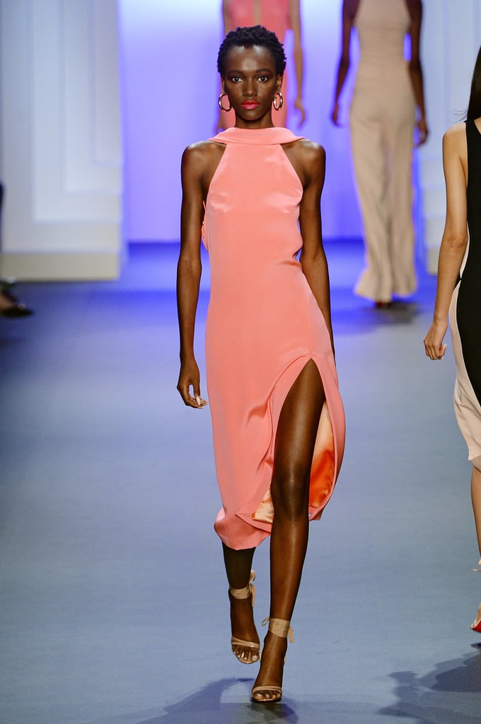 We don't normally see Selena wearing pastels, but perhaps the slit in this Cushnie et Ochs dress will convince her.