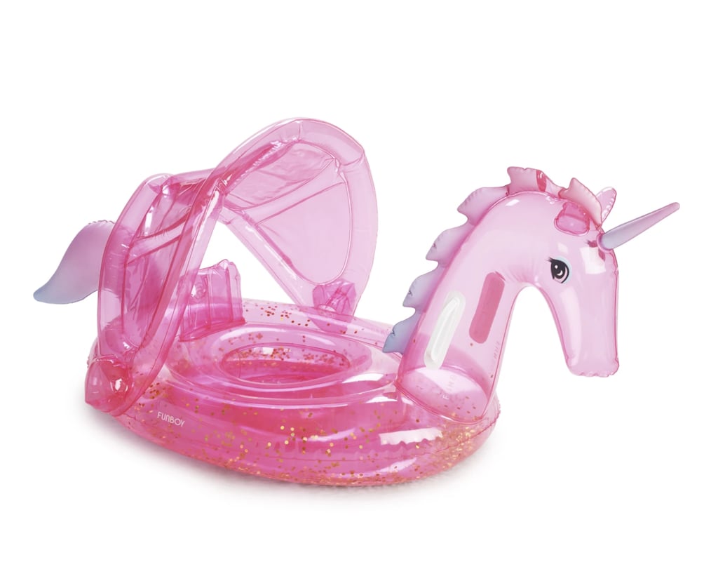 FUNBABY Clear Pink Glitter Unicorn Pool Float