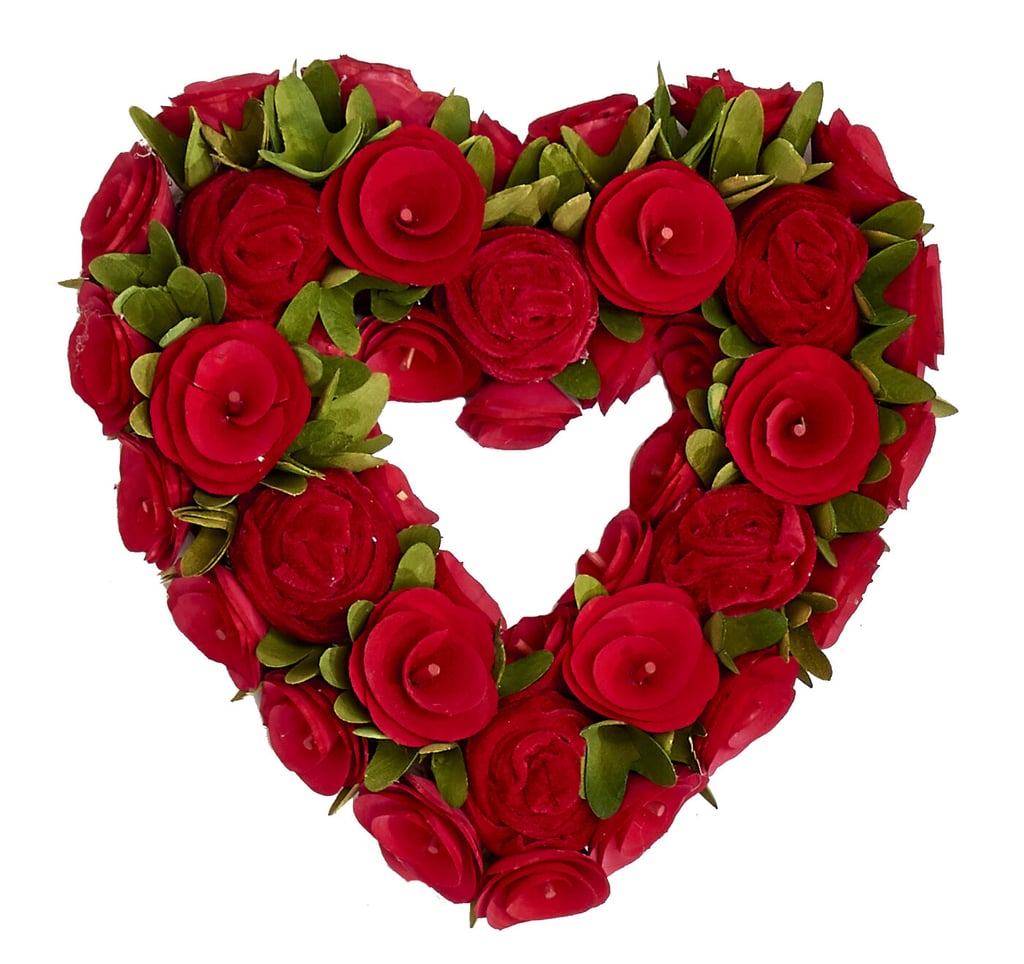 Wood Curl Rose Heart Velvet Wreath