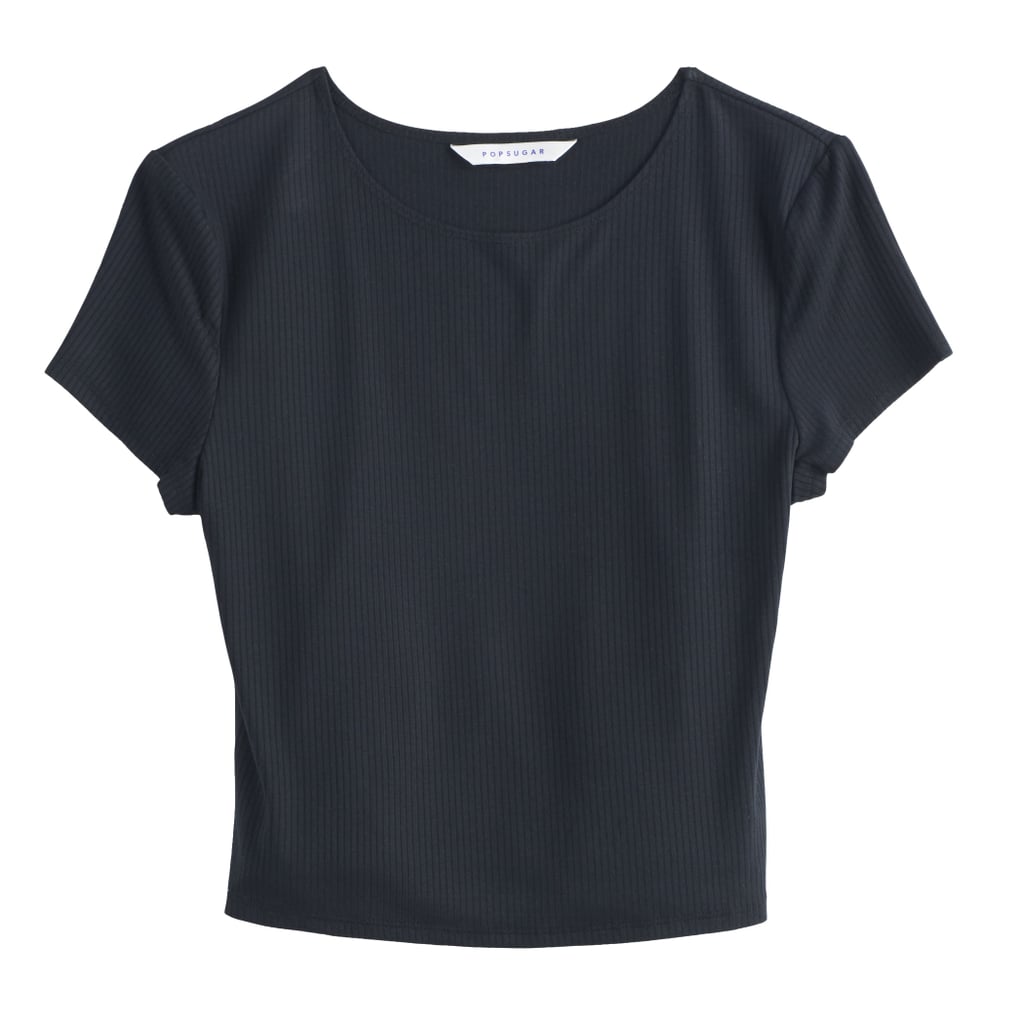 Short Sleeve Rib Crop in Jet Black