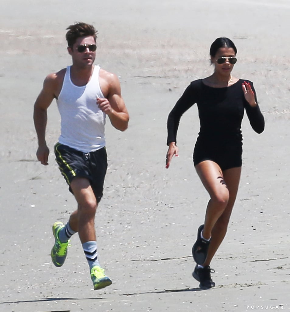 Zac Efron and Sami Miro Run on the Beach May 2015