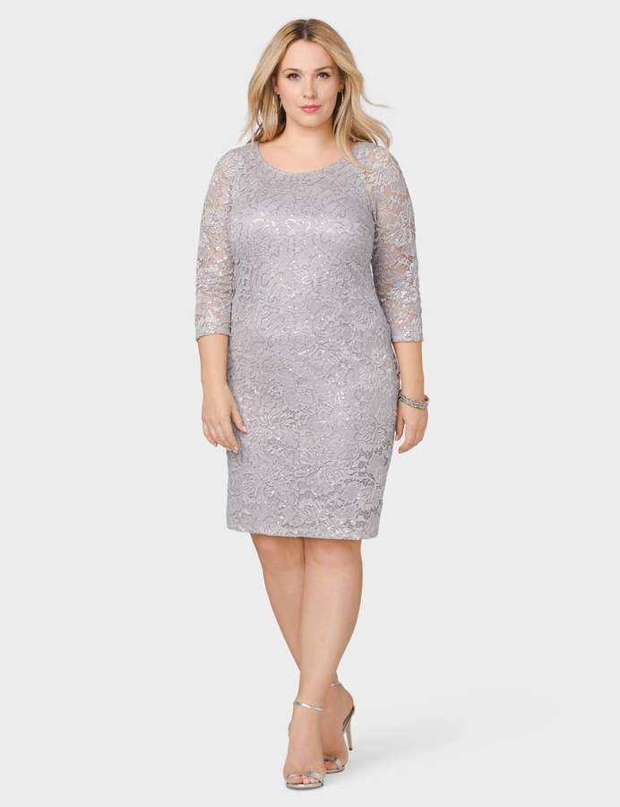 Dressbarn Sequined Lace Sheath Dress Best PlusSize Bridesmaid