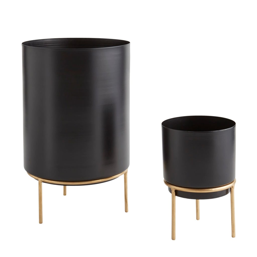 Matte Black Planter With Stand