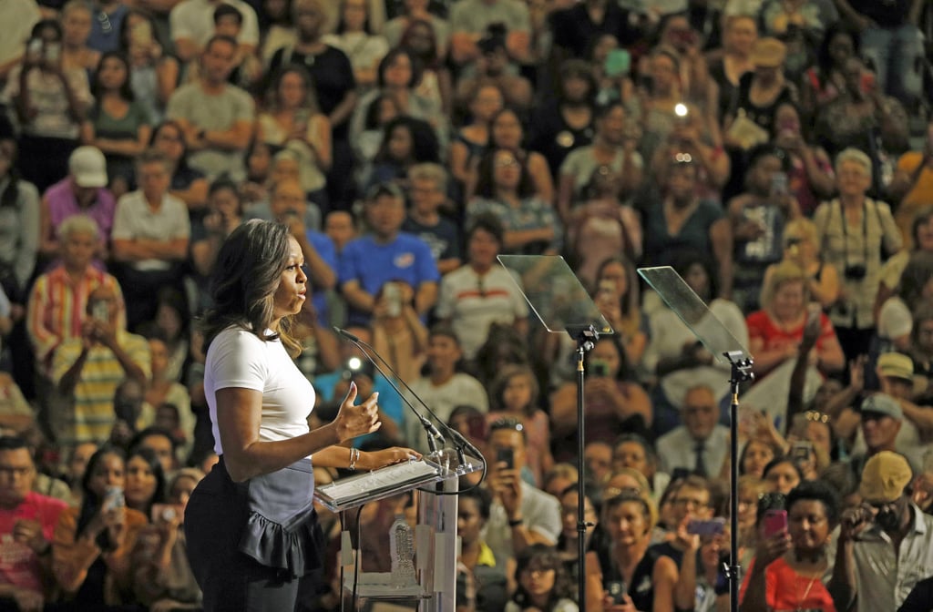 Michelle Obama Ruffled Pants at Rally in Las Vegas 2018