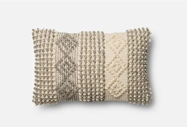 Magnolia Home Grey/Ivory Diamond Stripes Pillow