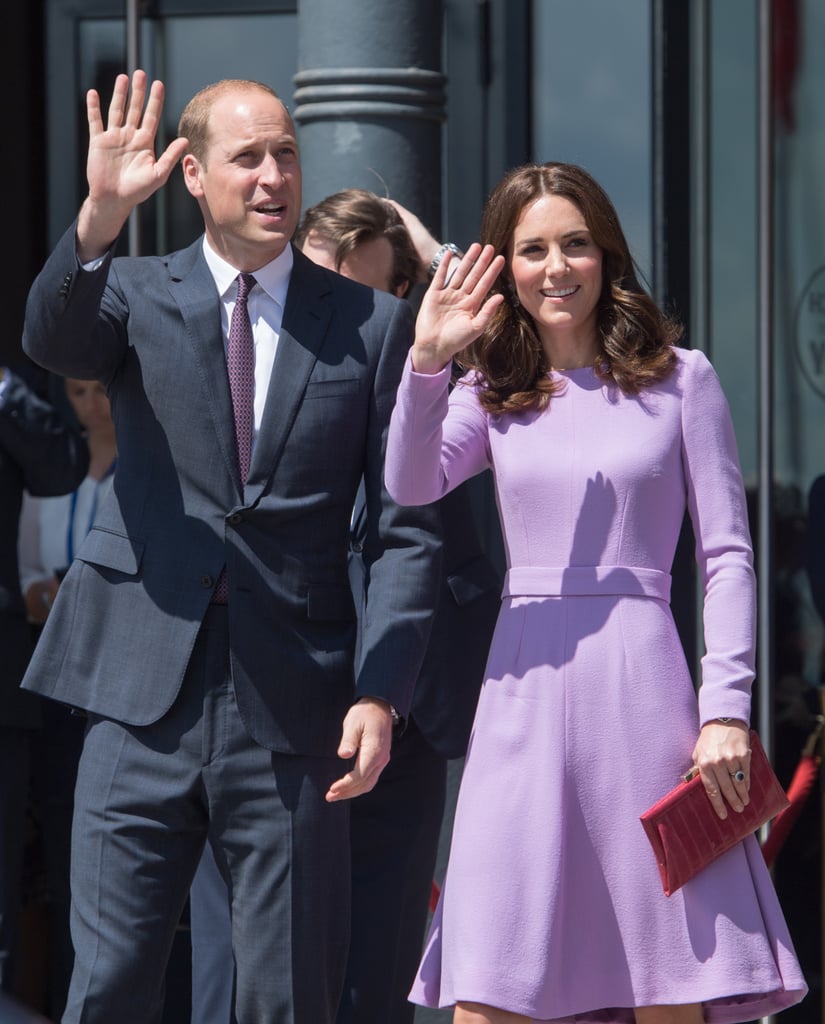The British royal family appears to be having a blast on their tour of Poland and Germany this week. On Wednesday, Prince William and Kate Middleton touched down in Berlin with their two children, Prince George and Princess Charlotte, which immediately resulted in a handful of precious moments. While Prince George flashed his signature unimpressed face for the cameras, Princess Charlotte, who gave her first diplomatic handshake, was preoccupied with her bouquet of flowers.  
After putting their little tots down, the royal pair visited the Brandenburg Gate and the Holocaust Memorial before heading over to the Strassenkinder, a charity which supports young people from disadvantaged backgrounds, where they offered warm hugs to a group of children. And they didn't stop there. Later in evening, the couple met with President Frank-Walter Steinmeier at the Bellevue Palace Gardens, where they held a garden party complete with champagne in honor of Queen Elizabeth II's birthday. 
On Thursday, the red carpet was rolled out for the royal pair as they visited the German Cancer Research Center in Heidelberg before making pretzels during a tour of a traditional German market in the Central Square. Later in the day, the two enjoyed a cold beer after a rowing race against the twinned towns of Cambridge and Heidelberg before getting dolled up at Berlin's Clärchens Ballhaus dance hall. The next day, the couple boarded a train for Hamburg as they visited the Maritime Museum and the Elbphilharmonie concert hall. 

    Related:

            
            
                                    
                            

            Of Course George and Charlotte Upstage Will and Kate on the First Day of Their Royal Tour