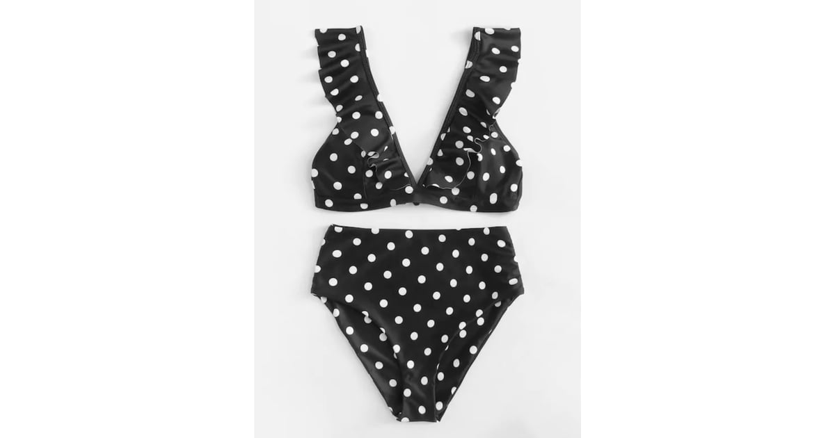 Shein Polka Dot Ruffle Bikini Set | Hailey Baldwin in a Polka-Dot ...