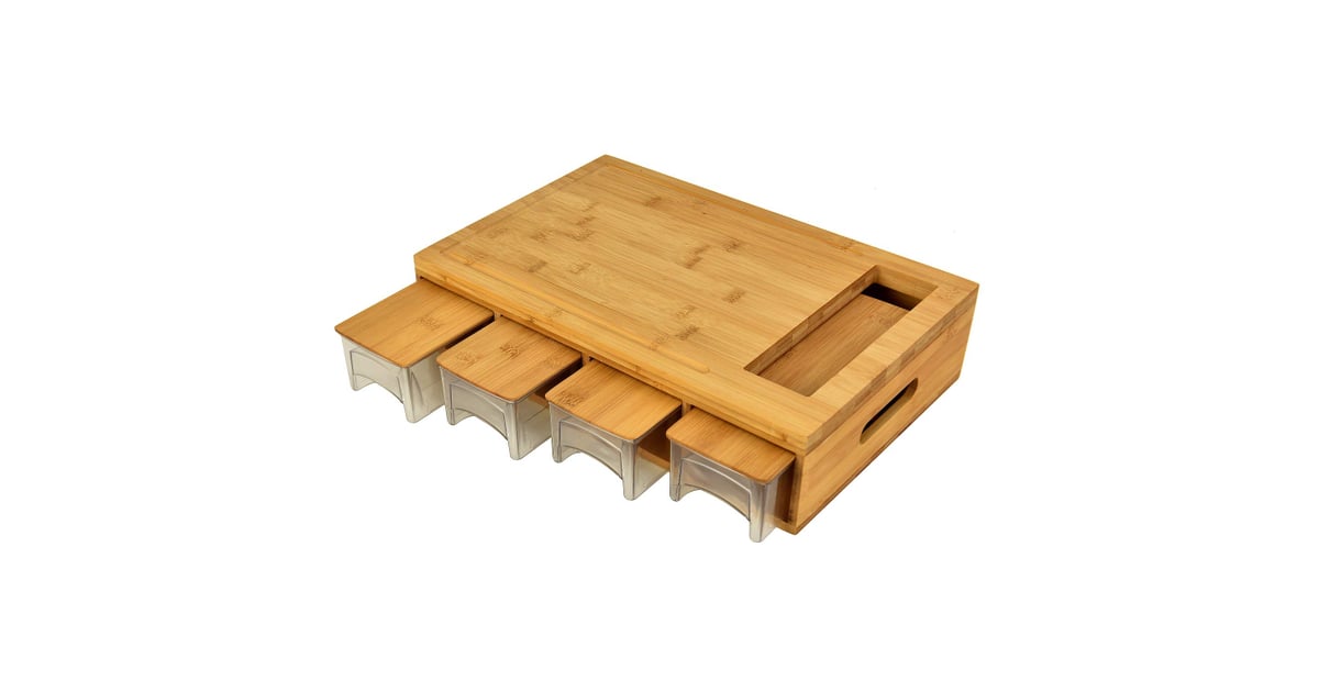 Large Bamboo Cutting Board with Drawers Best Kitchen Gifts POPSUGAR