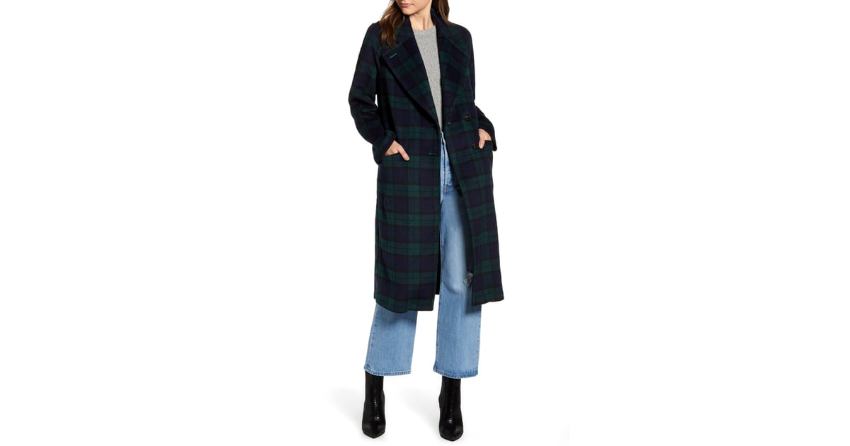 Avec les filles plaid double face wool coat clearance