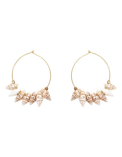 Pull&Bear Wide Hoop Earrings With Seashells