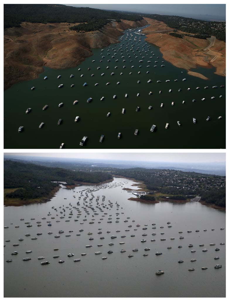 Another aerial view of the marina at Lake Oroville.