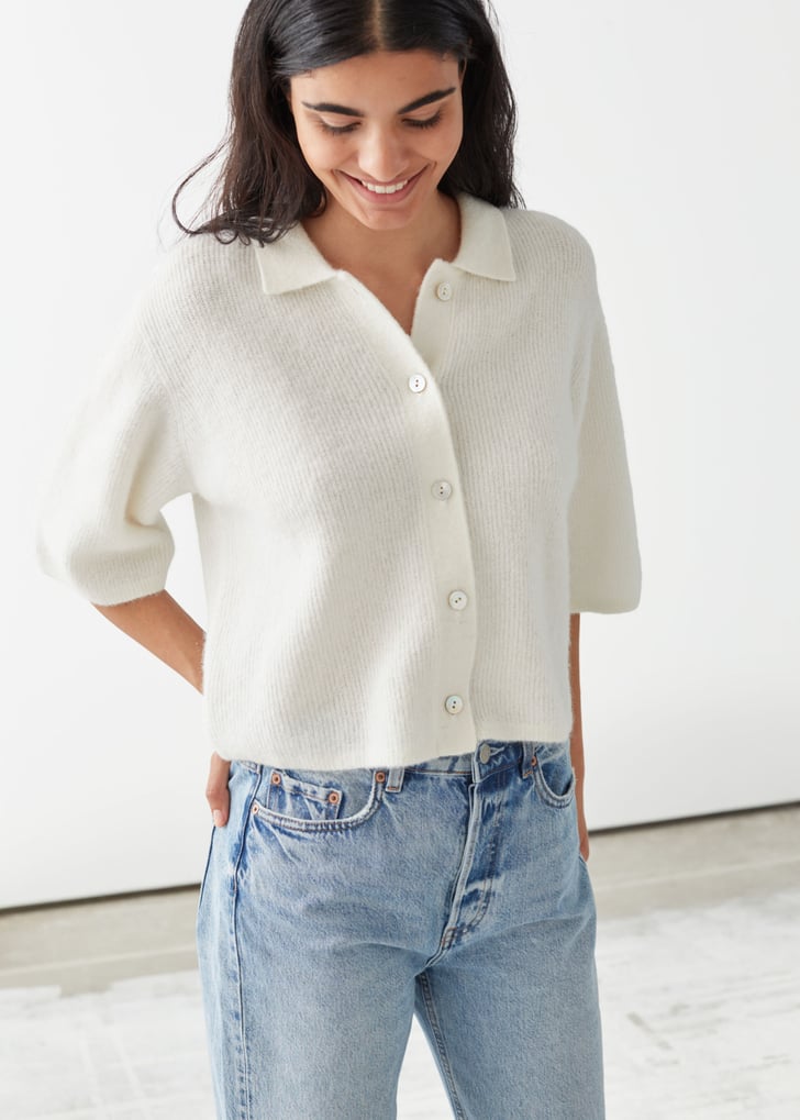 cropped ribbed alpaca blend cardigan