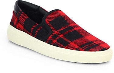 Saint Laurent Plaid-Print Wool Skate Sneakers