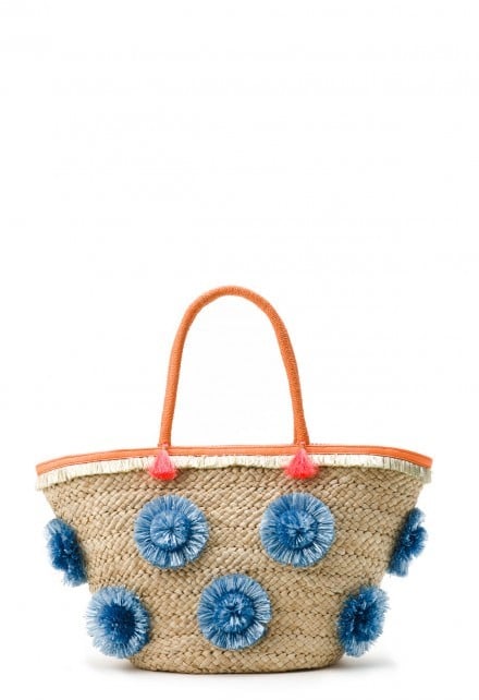 Milly Pompom Straw Tote