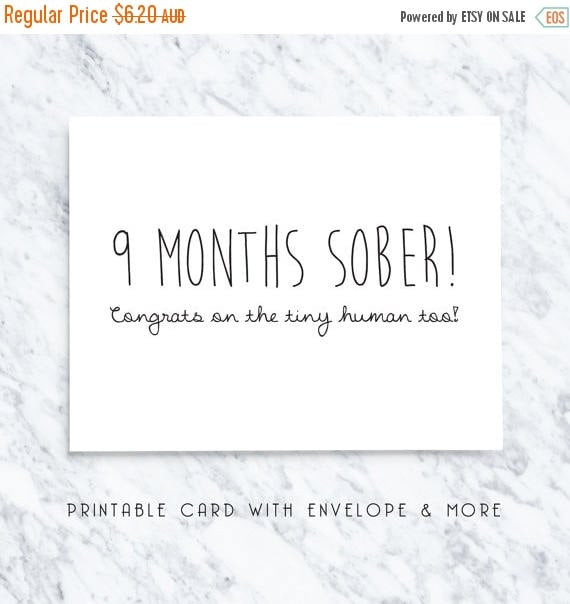 9 Months Sober Card