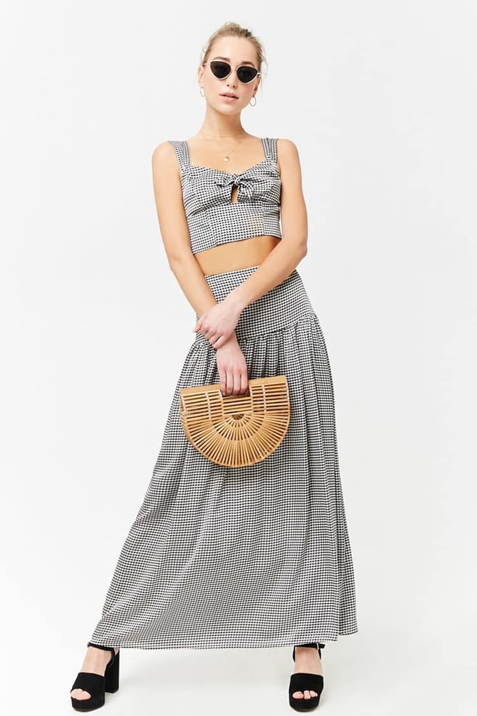 Forever 21 Gingham Drop-Hem Maxi Skirt