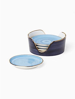 Kate Spade New York Charles Lane Indigo Coaster Set With Holder