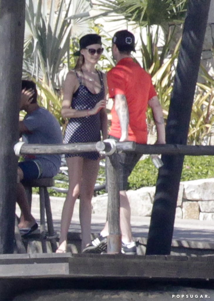 Adam and Behati stayed close while grabbing a bite to eat.