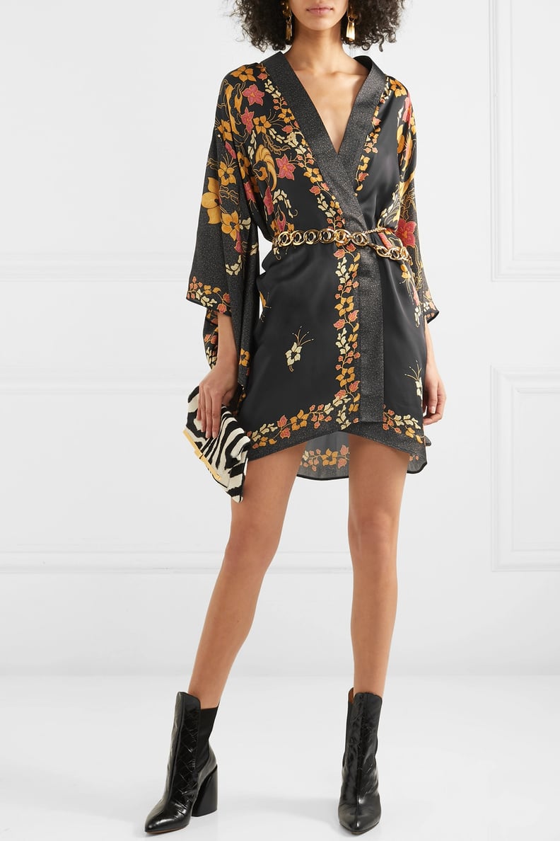 Celia Dragouni Floral-Print Satin Kimono