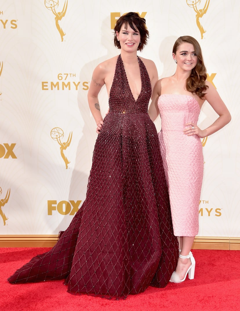LOS ANGELES, CA - SEPTEMBER 20:  Actresses Lena Headey (L) and Maisie Williams attend the 67th Emmy Awards at Microsoft Theater on September 20, 2015 in Los Angeles, California. 25720_001  (Photo by Alberto E. Rodriguez/Getty Images for TNT LA)