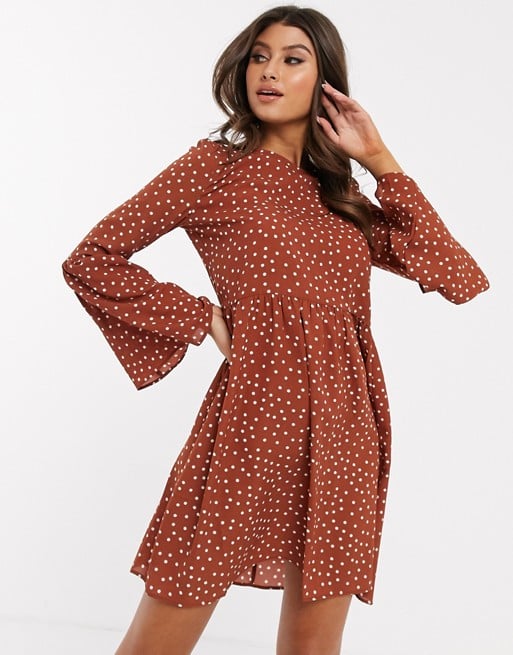 ASOS DESIGN Fluted-Sleeve Smock Dress 