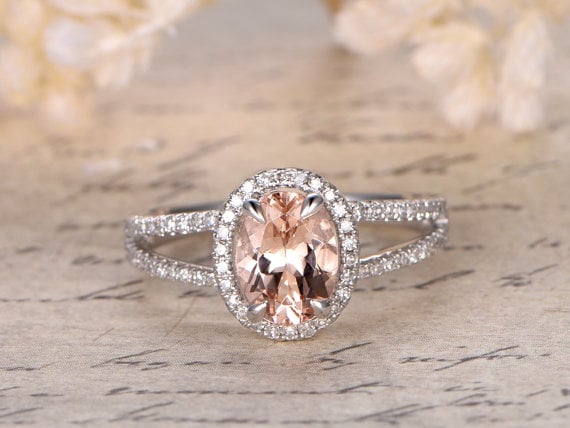 Pink Morganite and Diamond Ring