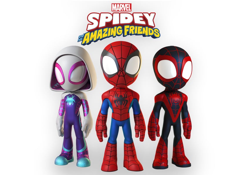 MARVEL'S SPIDEY AND HIS AMAZING FRIENDS - Characters. (Disney Junior)GHOST-SPIDER, SPIDER-MAN AND MILES MORALES