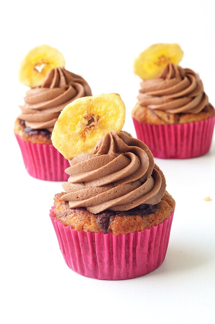 Nutella Banana Cupcakes With Chocolate Frosting