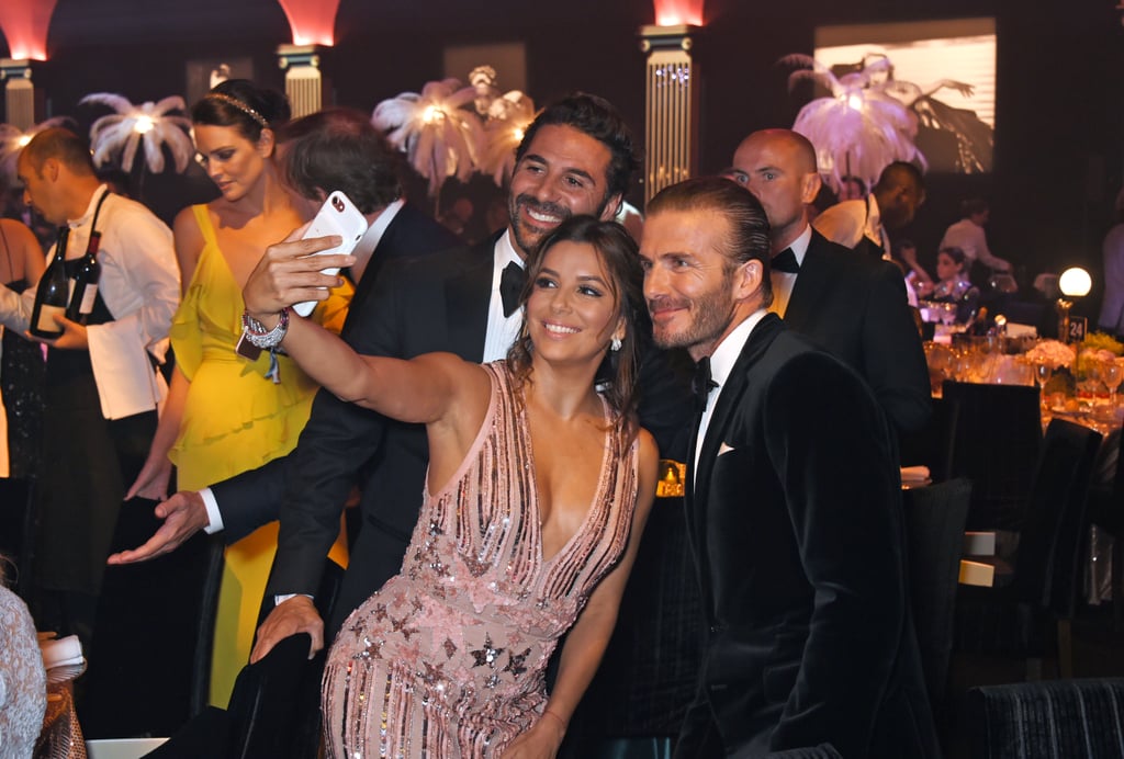 Eva Longoria, David Beckham, and Jose Antonio Baston all posed for a selfie on the red carpet in 2017.