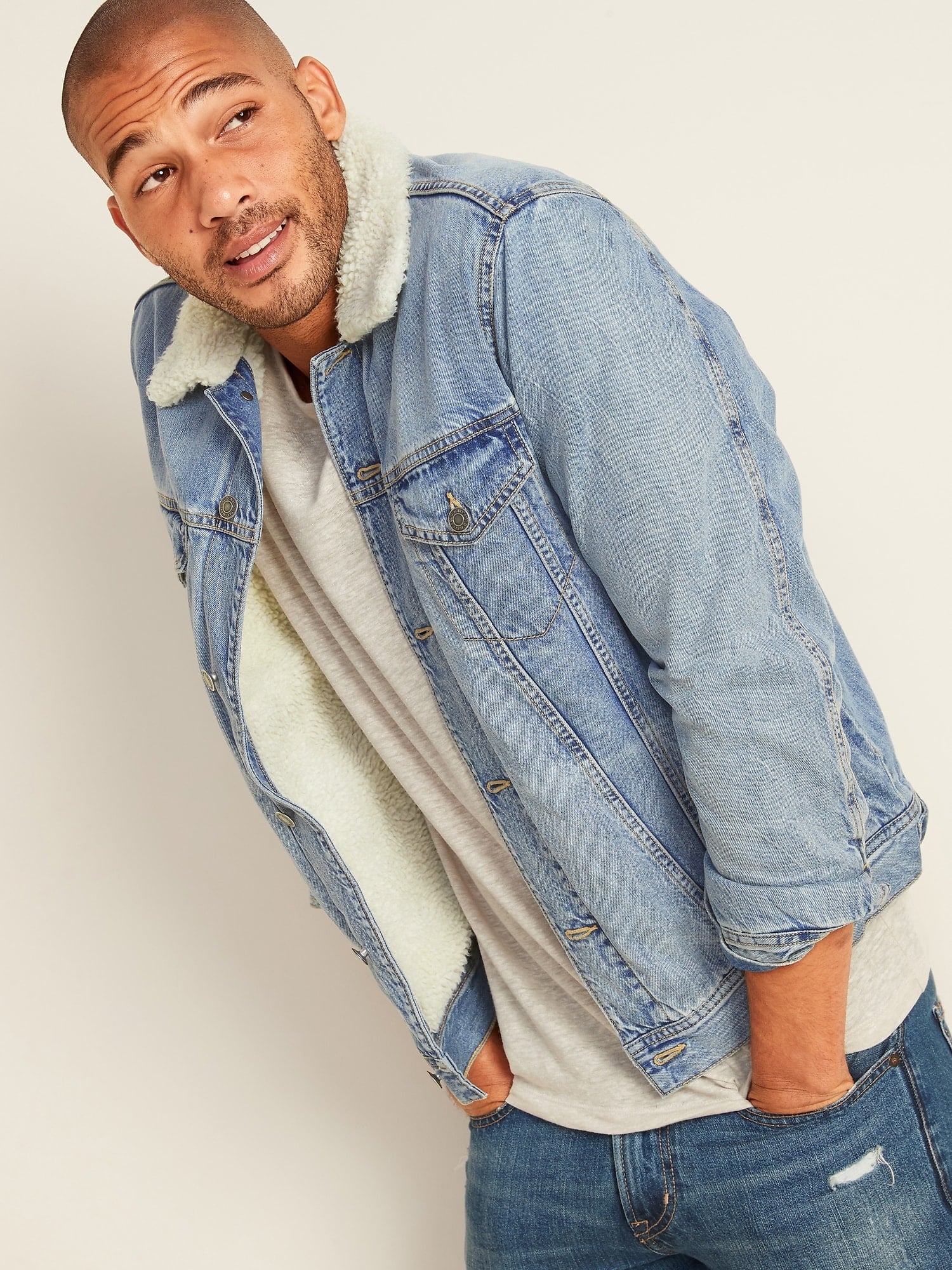sherpa lined denim jacket old navy Off 